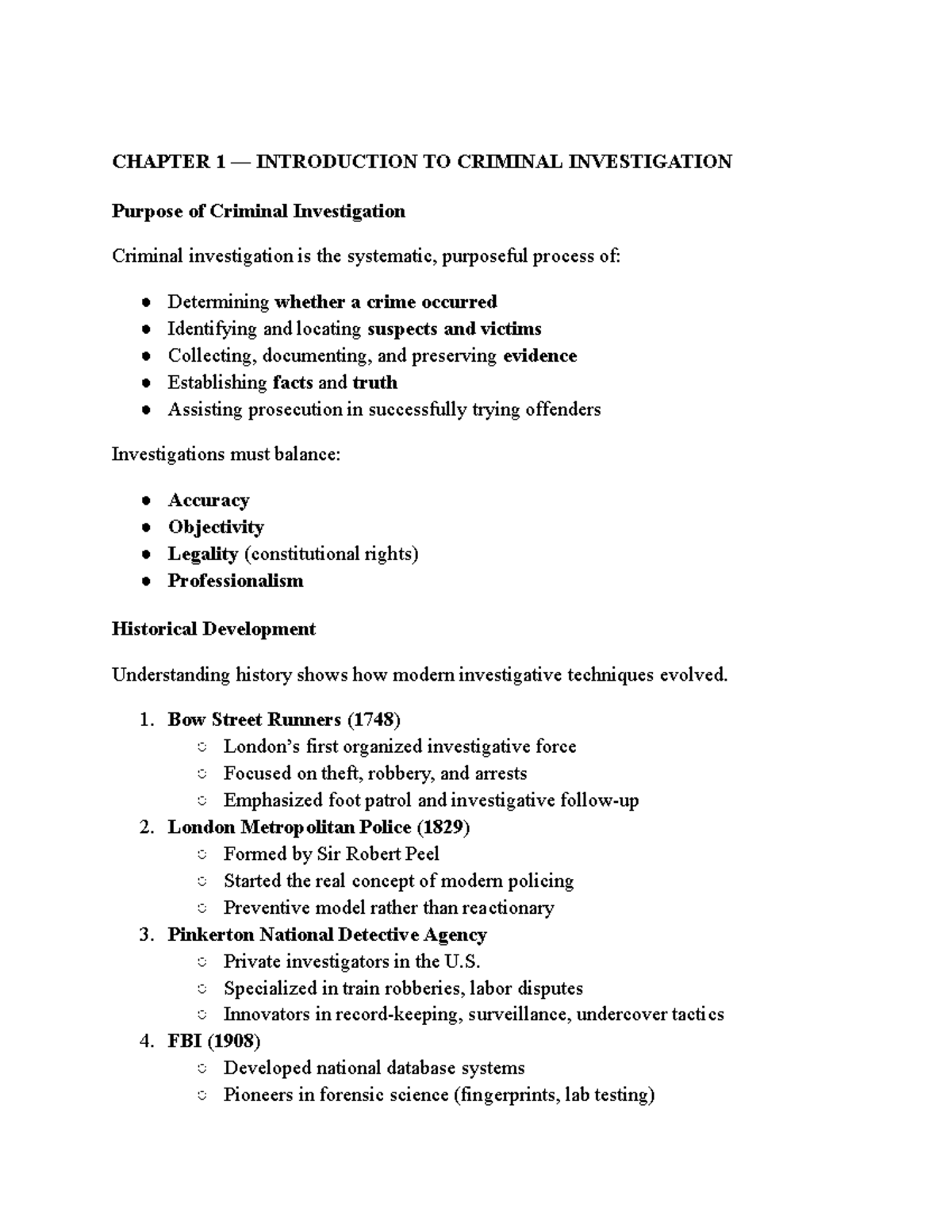 Chapter 1-4: Introduction to Criminal Investigation - Studocu