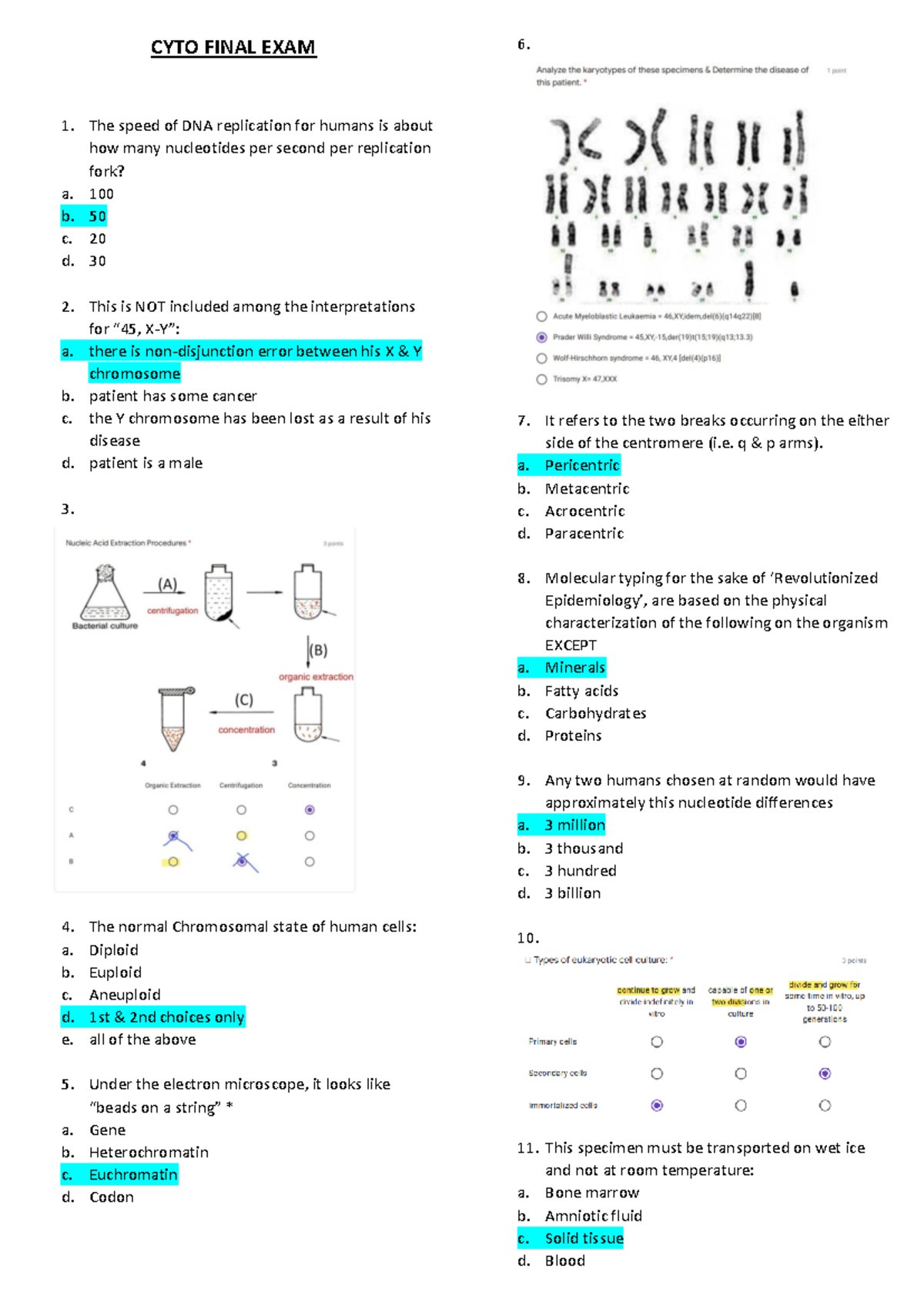 CYTO Final Exam: Comprehensive Study Guide and Practice Questions - Studocu