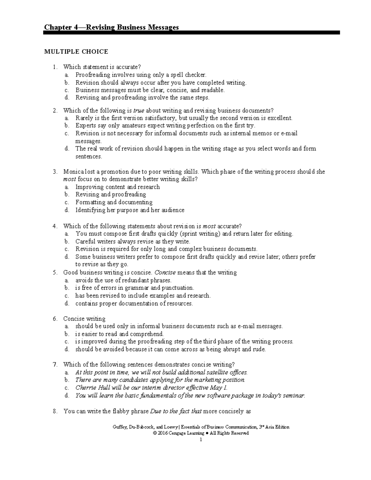 Chapter 4: Business Messages - Multiple Choice Questions and Answers ...
