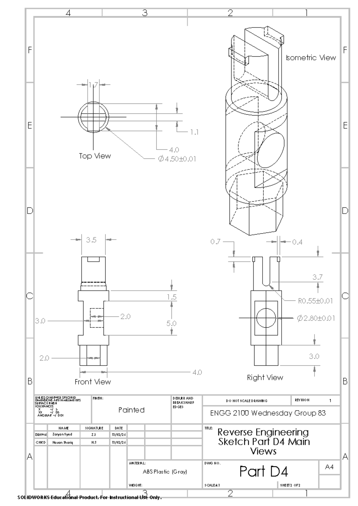 Part D4 Isometric & Top View Drawing - ENGG 2100 - Studocu