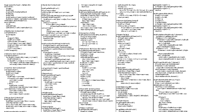 CS2040C Cheatsheet: Linked List Sorting Algorithms and More - Studocu