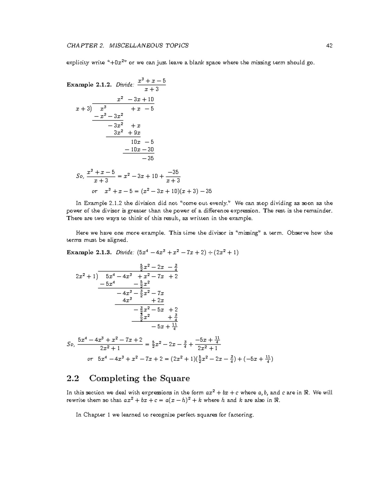 CHAPTER 2: MISCELLANEOUS TOPICS - Complete the Square Notes - Studocu