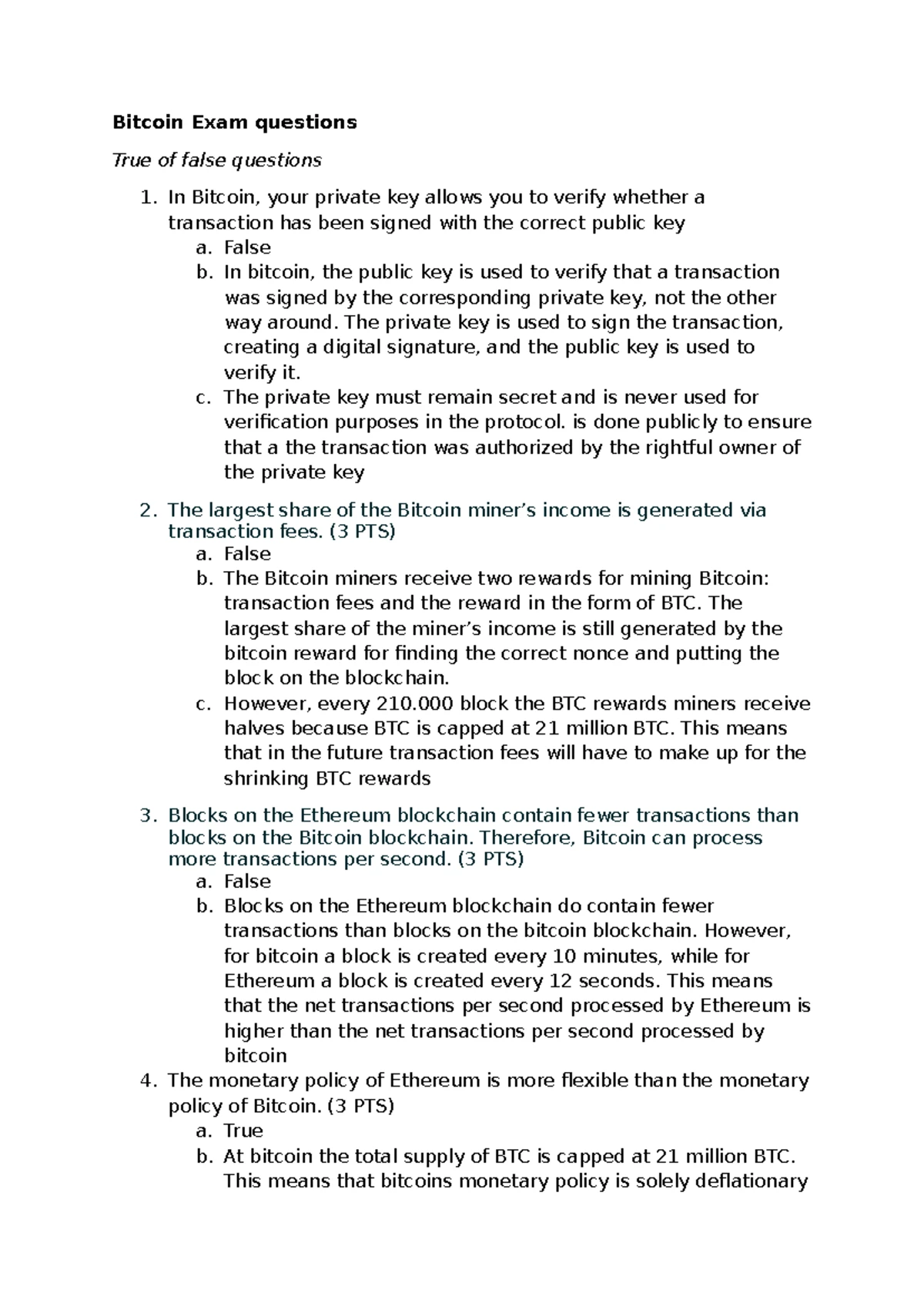 Crypto & Blockchain Exam Questions Review (Course Code: CB101) - Studeersnel