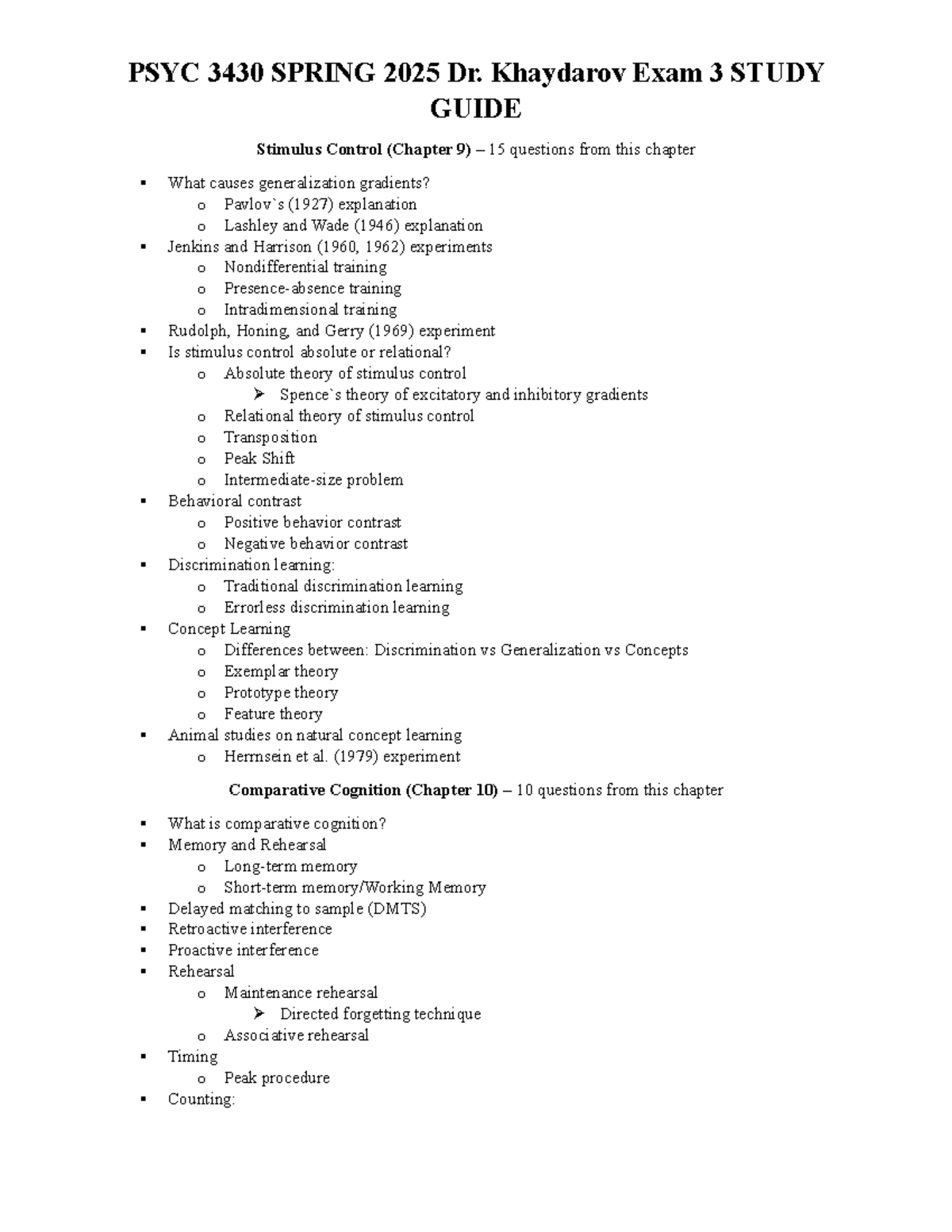 PSYC 3430 SPRING 2025 Dr. Khaydarov Exam 3 Study Guide - Key Concepts ...