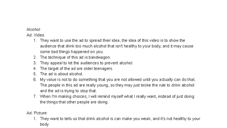 Health 101: Analyzing Alcohol Ads and Their Impact on Youth - Studocu