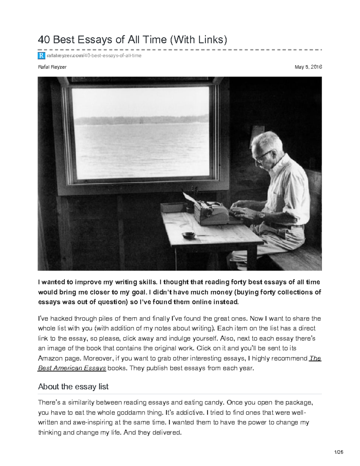 40Essays - study - Rafal Reyzer May 5, 2016 40 Best Essays of All Time ...