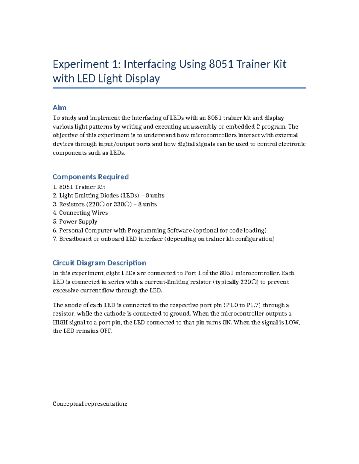 8051 Interfacing Experiment: LED Control Patterns - Studocu