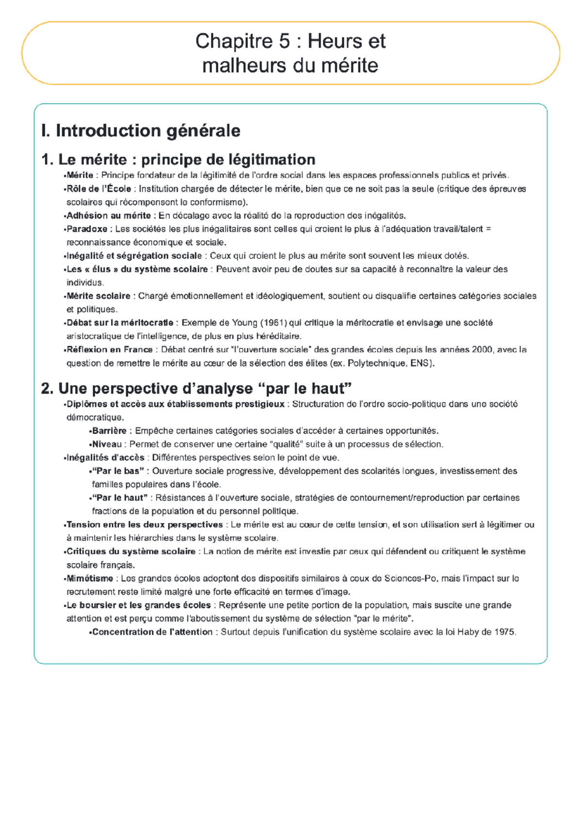 Chapitre 5 Heurs et malheurs du mérite - Chapitre 5 : Heurs et malheurs ...