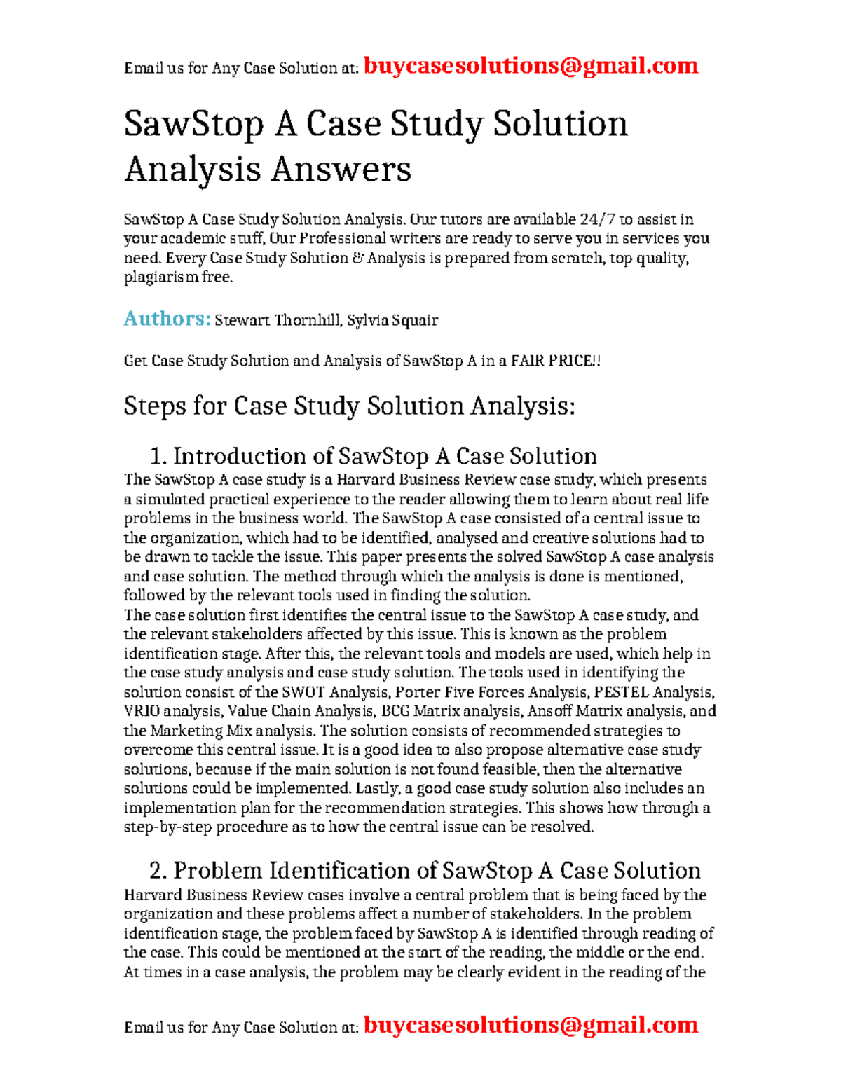 SawStop A Case Study Solution & Analysis: Comprehensive Review - Studocu