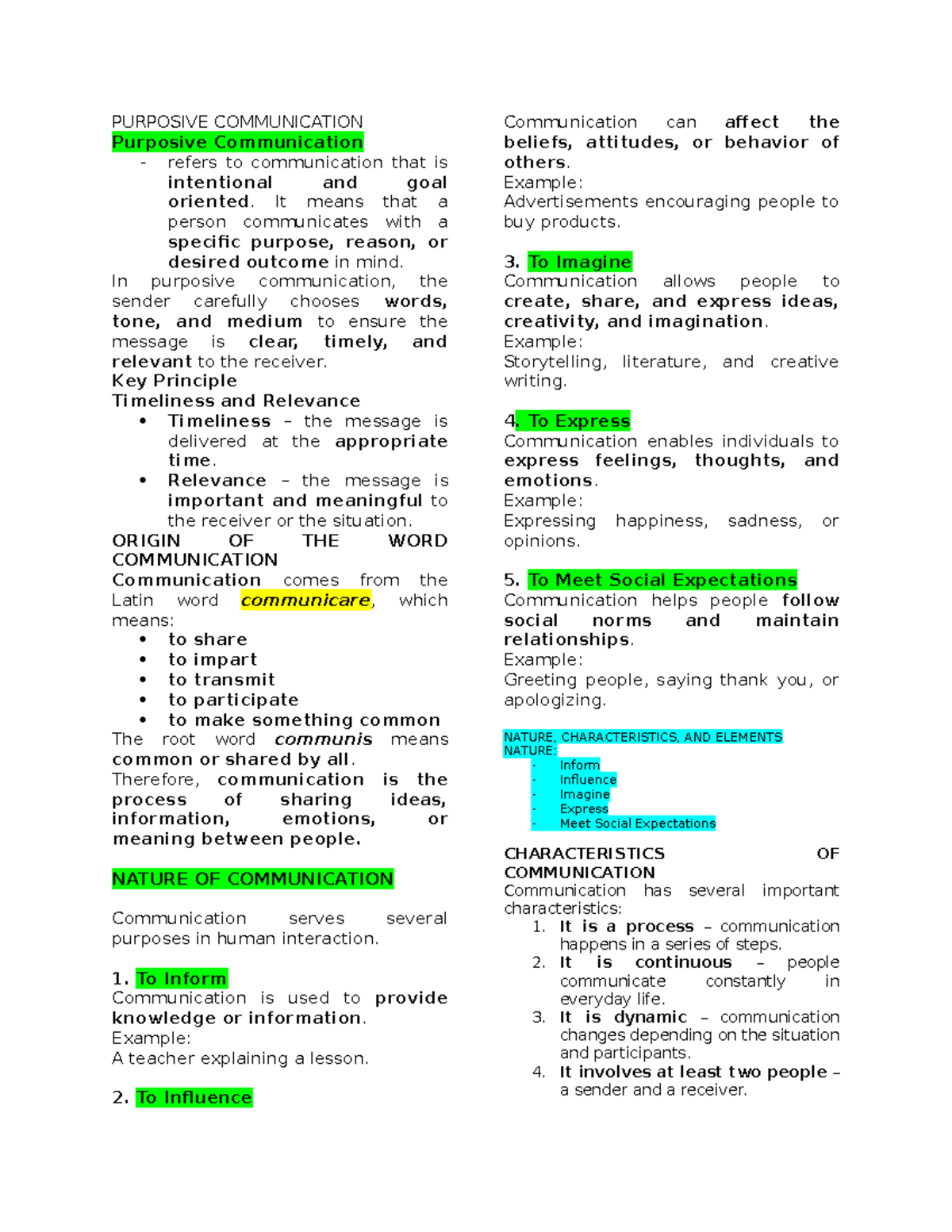 PURPOSIVE COMMUNICATION Quiz 1: Key Concepts and Principles - Studocu
