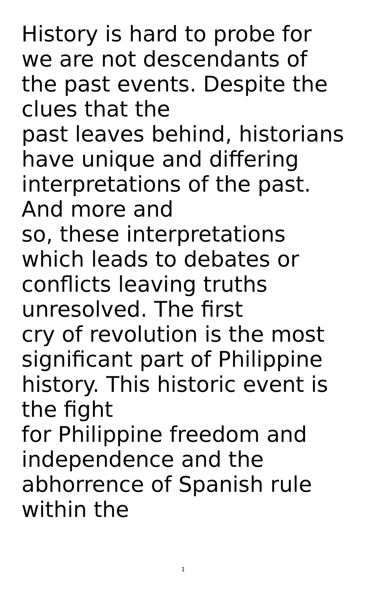 Position Paper: The First Cry at Balintawak vs. Pugad Lawin - Studocu