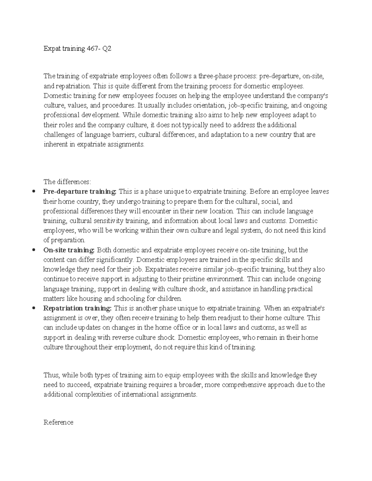 Document 122 expat training - Expat training 467- Q The training of ...