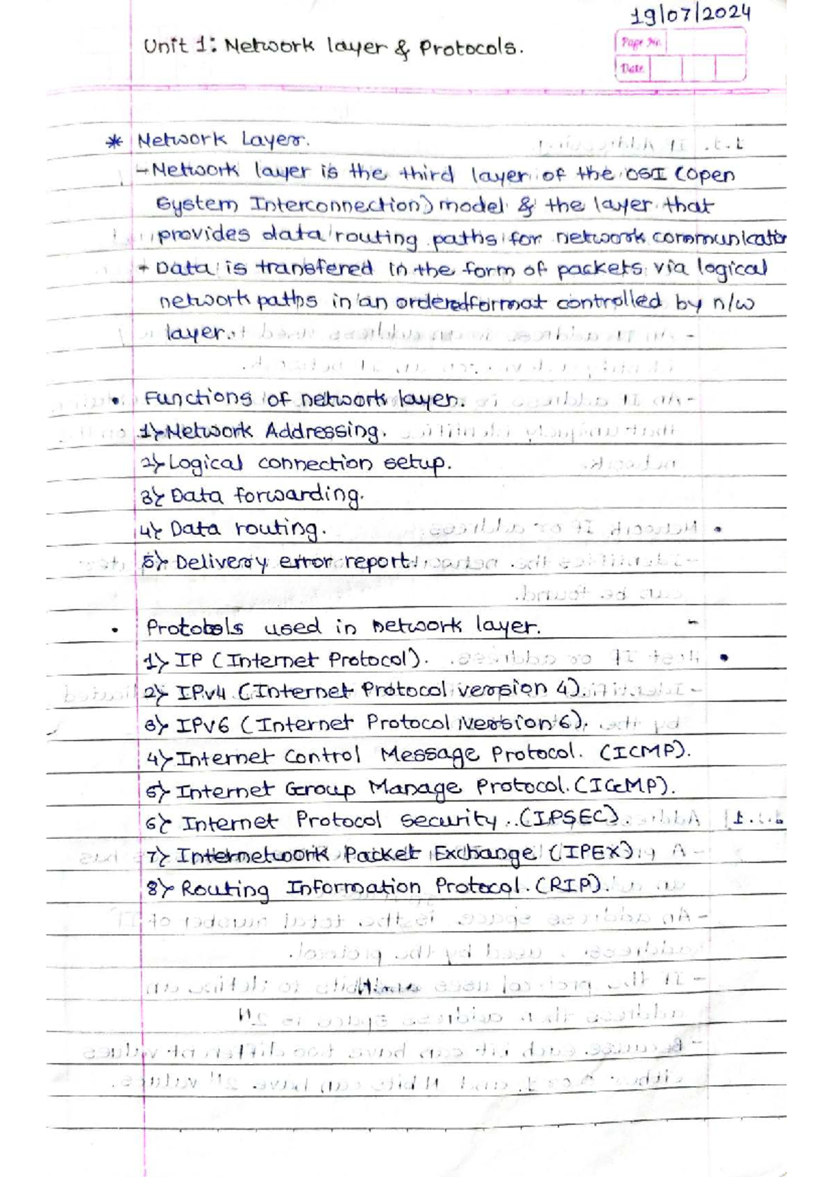 Unit 1: Network Layer Protocols Overview (ACN) - Studocu