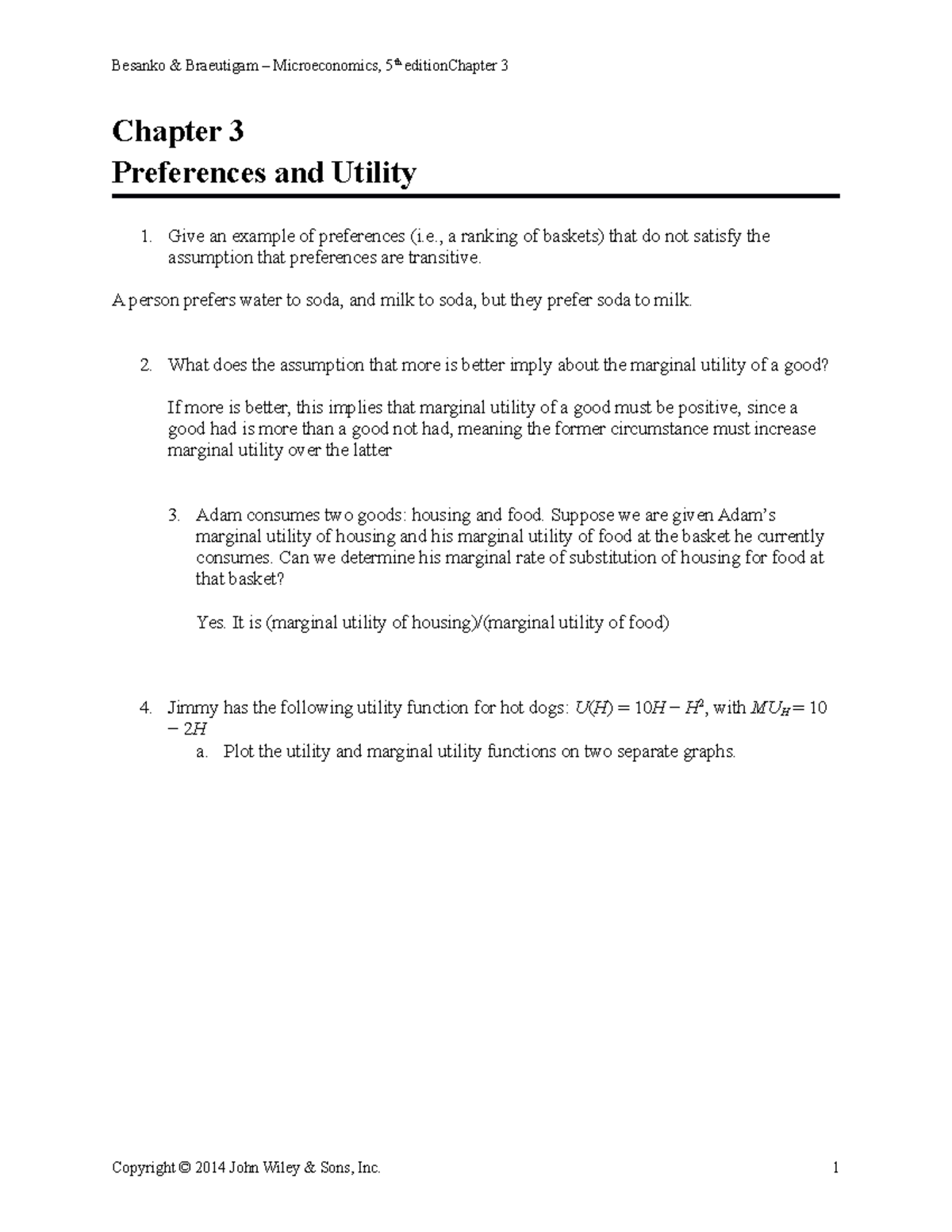 Chapter 03 HW (Final)d dsa d - Chapter 3 Preferences and Utility Give ...