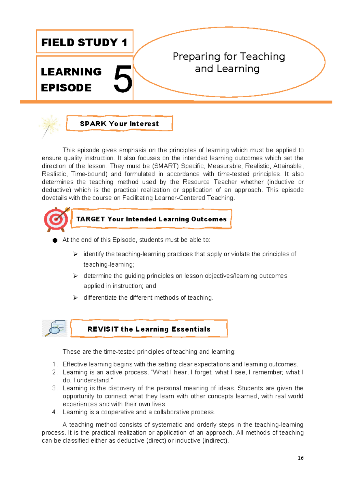 Learning Episode 5: Principles of Teaching & Learning in Practice - Studocu