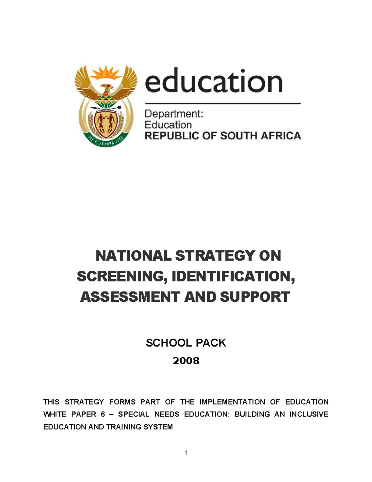 SIAS Strategy for Screening, Identification, Assessment & Support 2008 ...