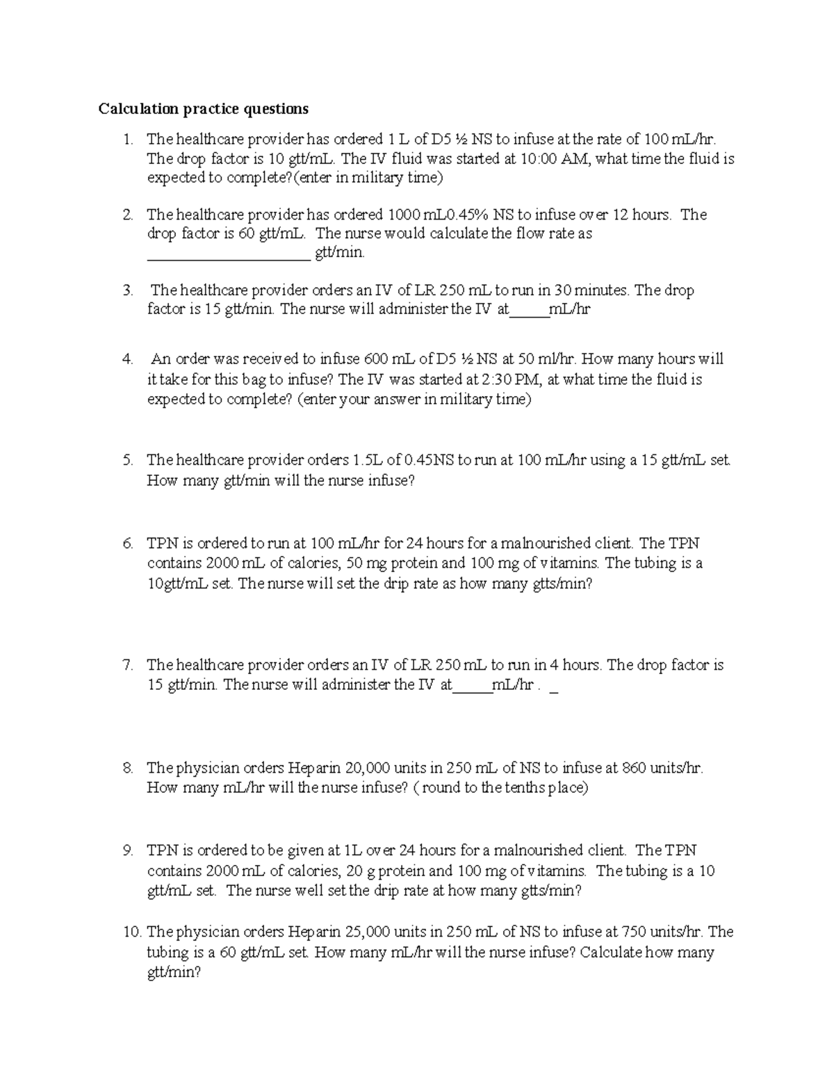 1105 1V IV Calculation Practice Questions - Studocu