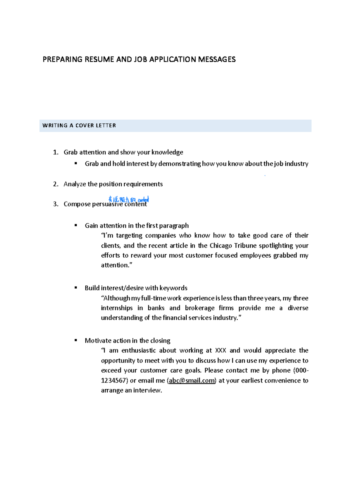 4.0Preparing Resume and Job Application Messages - PREPARING RESUME AND ...