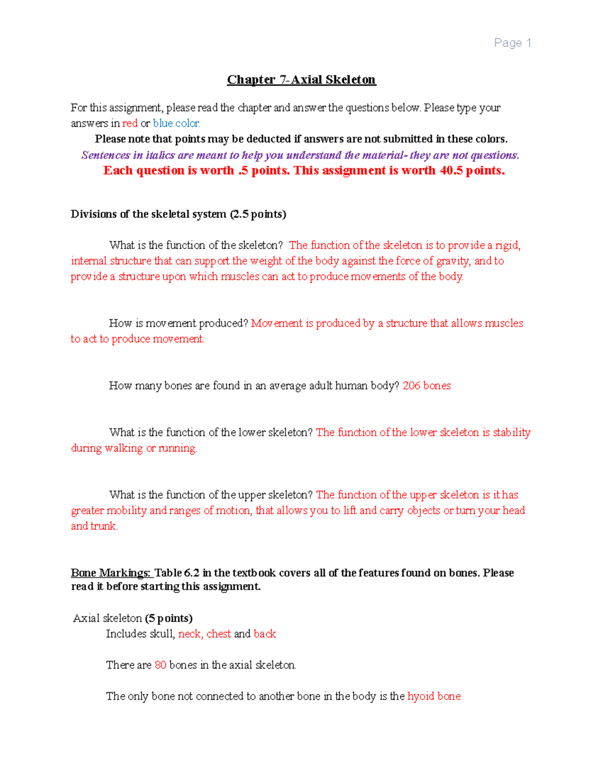 BIO 201 Chapter 7 Axial Skeleton Assignment Guide - Studocu