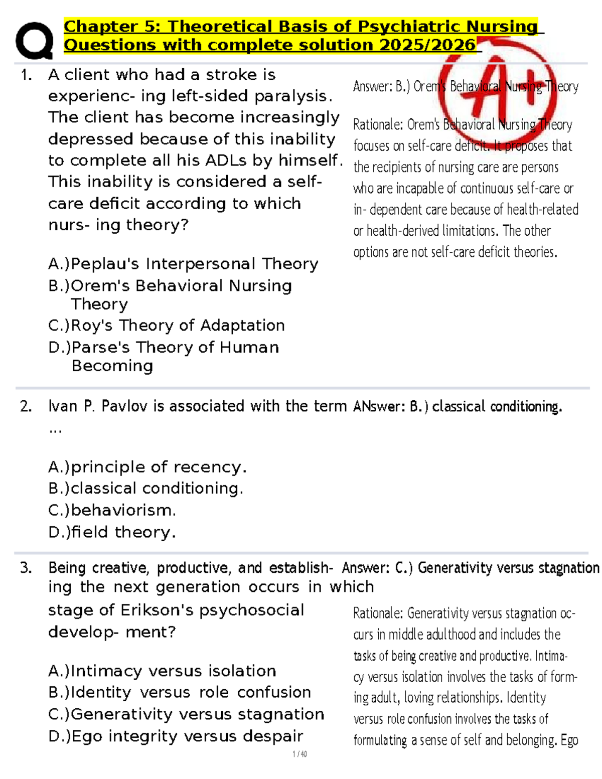 Chapter 5: Theoretical Basis of Psychiatric Nursing - Key Concepts ...