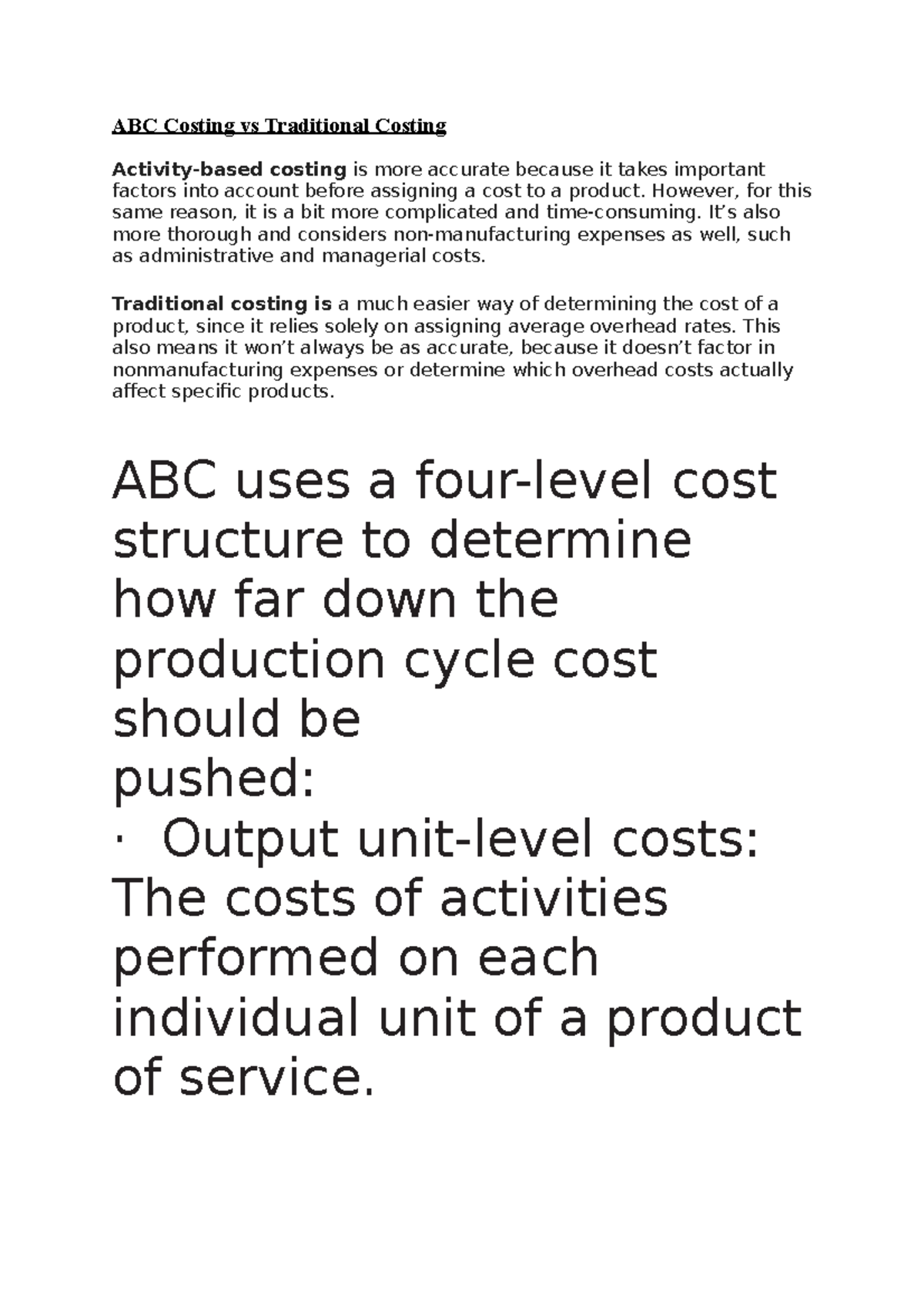 CO5103 Management Accounting- Theory questions - ABC Costing vs ...