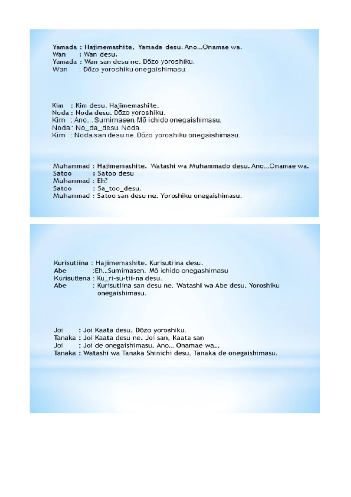 Skrip Role Play untuk TJC401: Introductory Japanese Level 1 - Studocu