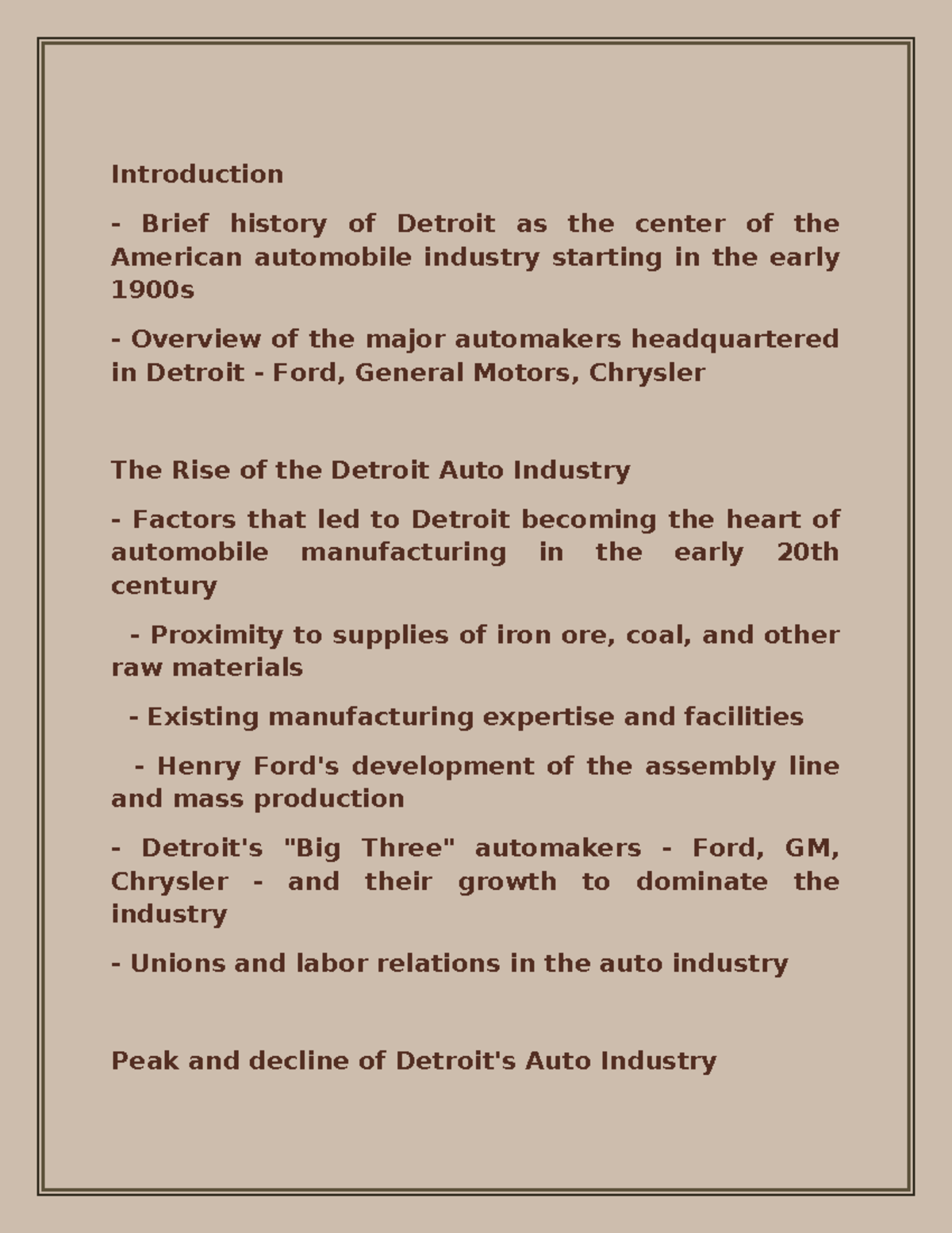 ENG 101: The Evolution of Detroit's Auto Industry - Studocu