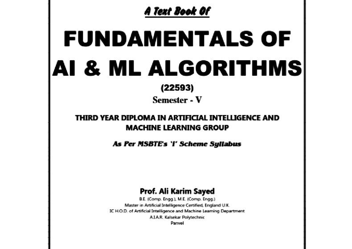 FAM 22593 - Fundamentals of AI & ML Algorithms Unit 1 Notes - Studocu