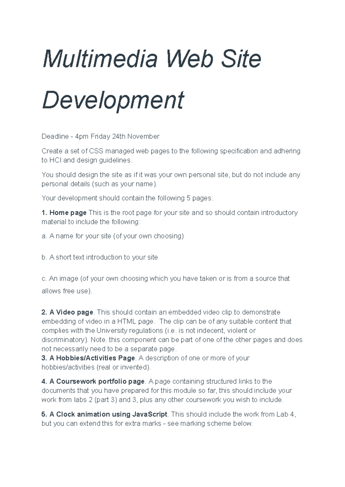 Multimedia Web Site Development Assignment - Multimedia Web Site ...