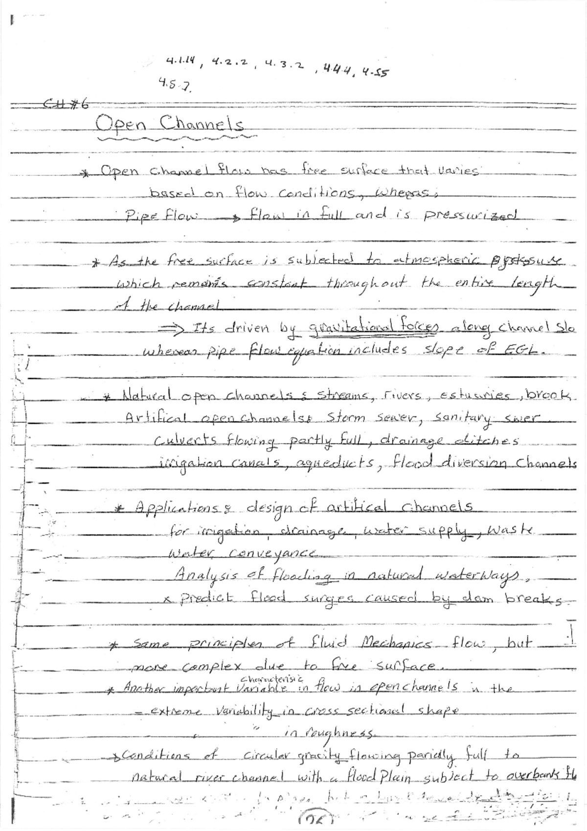 Hydraulics Notes - Part 5 - 4.1, 4.2 4.3 4.5. Open Channels Open ...