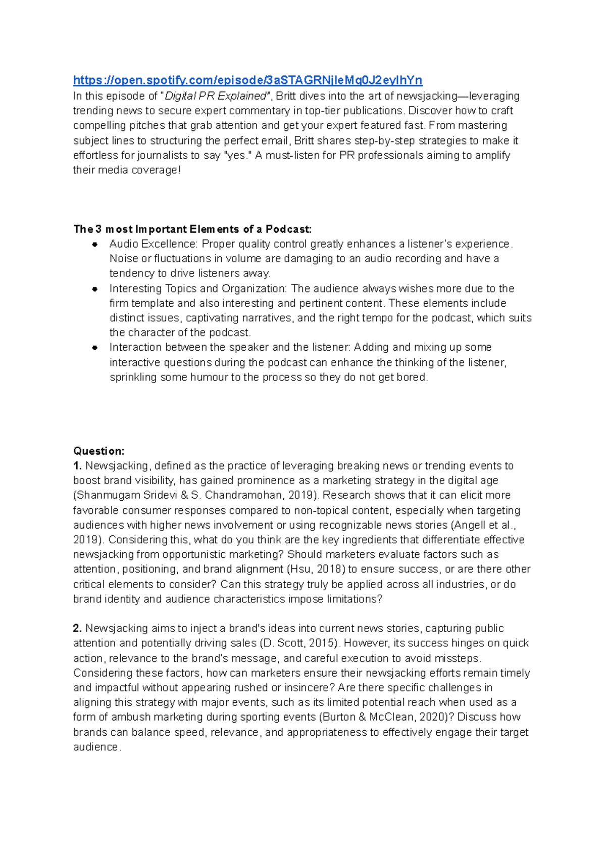 Podcast Transcript: MKT 20021 Assignment 1B on Newsjacking Strategies ...