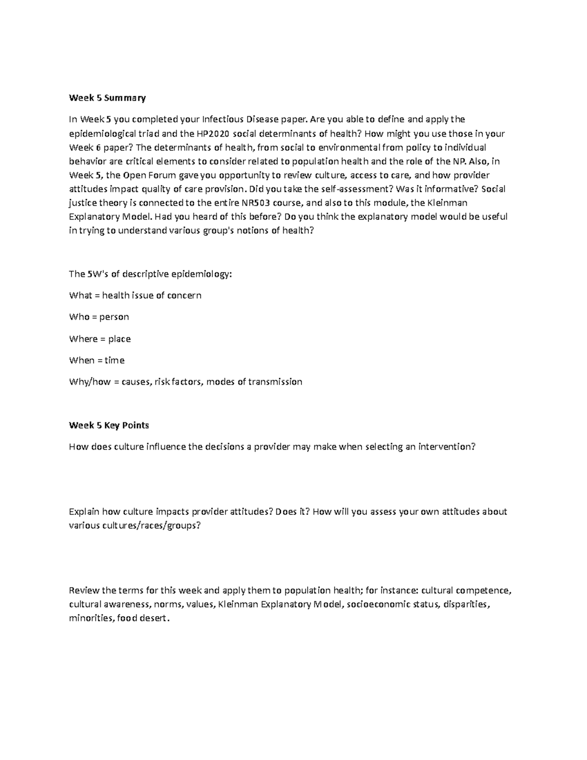 503 Study Guide - Week 5 Summary In Week 5 you completed your ...
