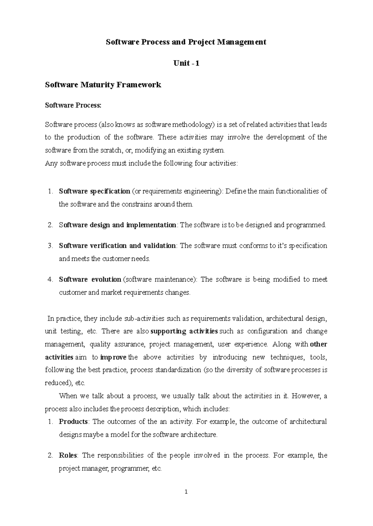 SPPM Unit 1: Software Process & Project Management Overview - Studocu