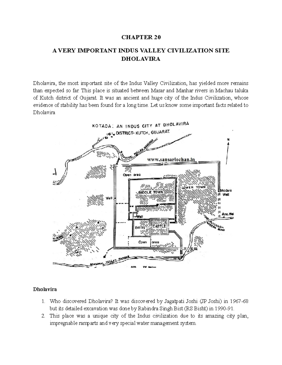Chapter 20: Key Insights on Dholavira - Indus Valley Civiliz. Site ...