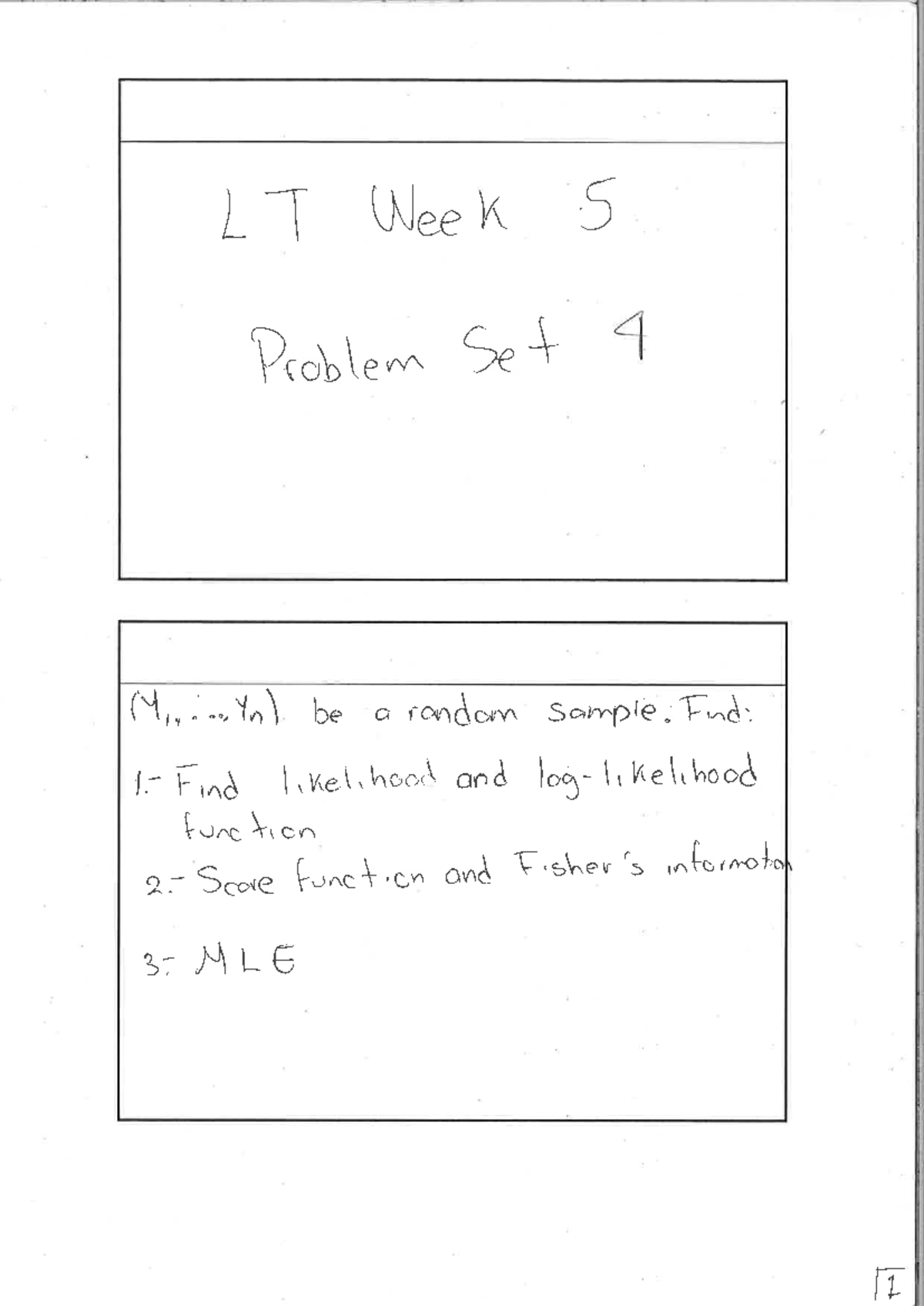 LT Problem Set 4: Likelihood Function & MLE Analysis (Week 5) - Studocu