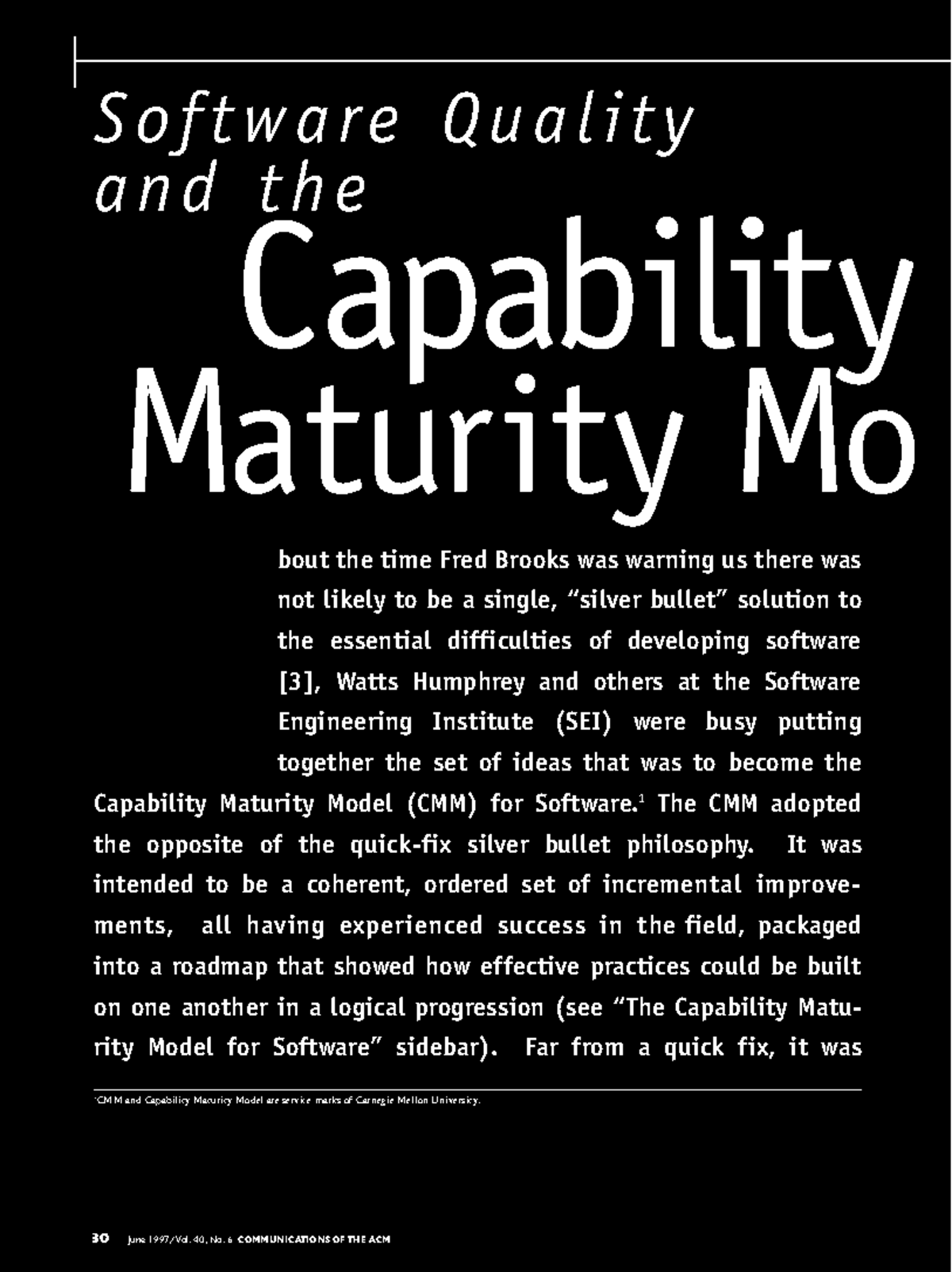 Software Quality Insights: Exploring the Capability Maturity Model (CMM ...