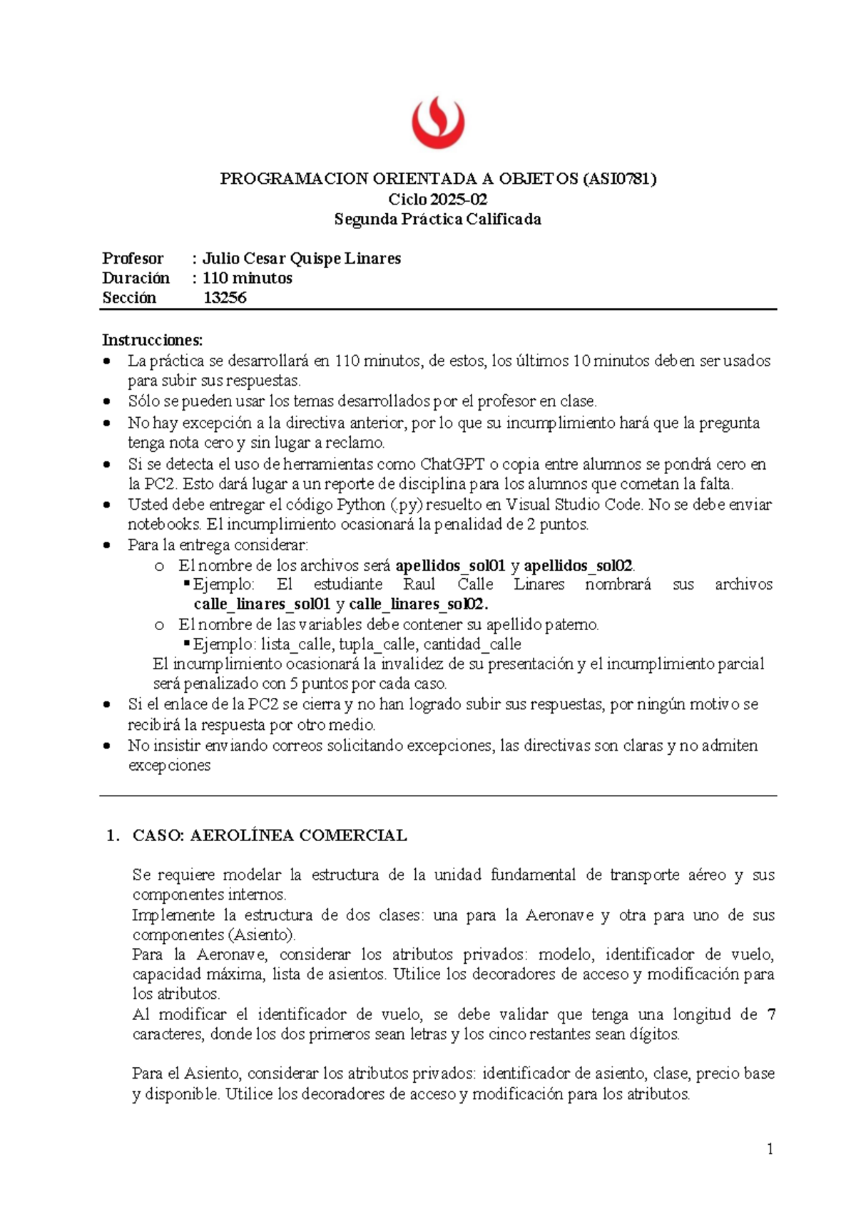 PC02 POO (ASI0781) - Práctica Calificada de Programación Orientada a ...