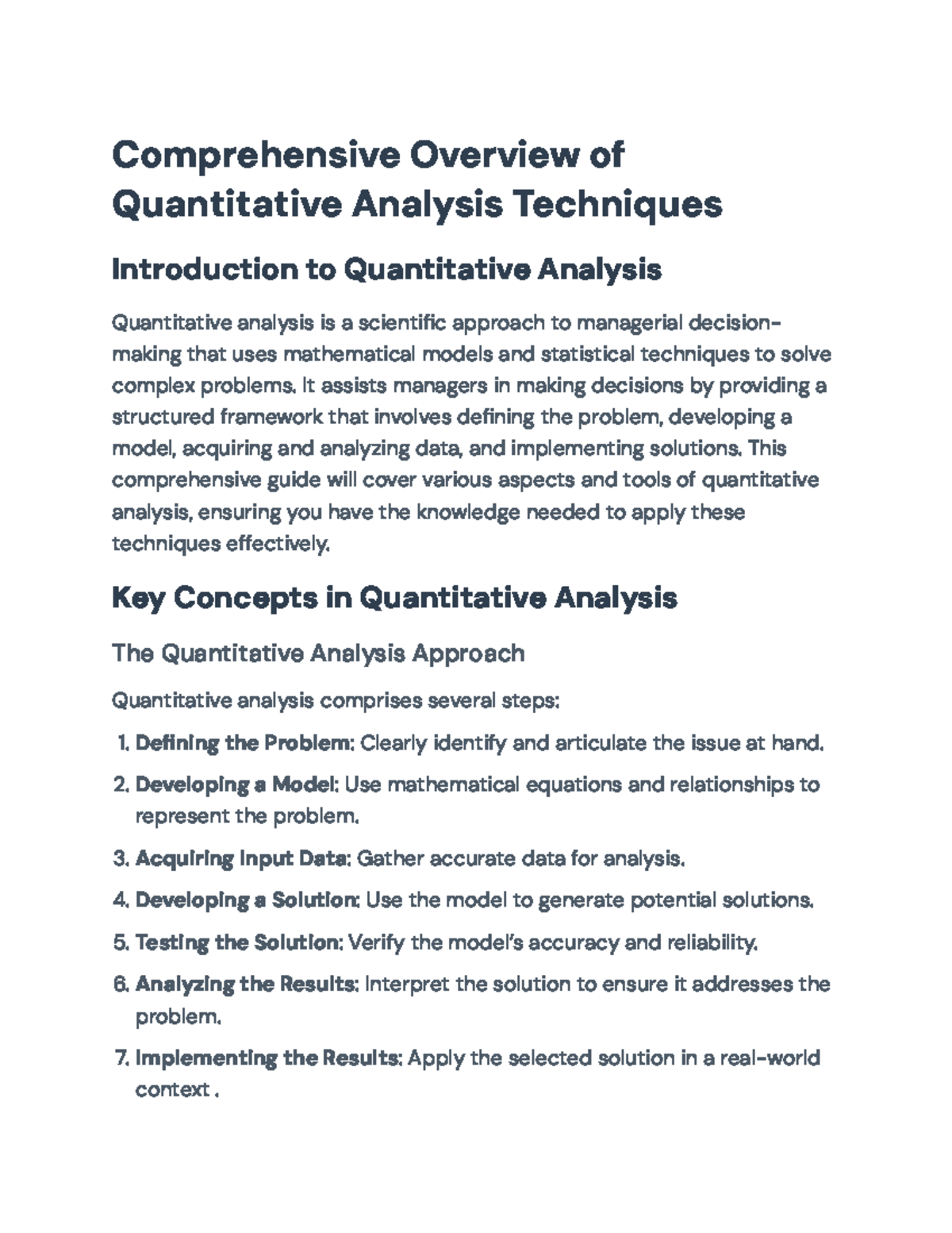 Comprehensive Guide to Quantitative Analysis Techniques for Decision ...