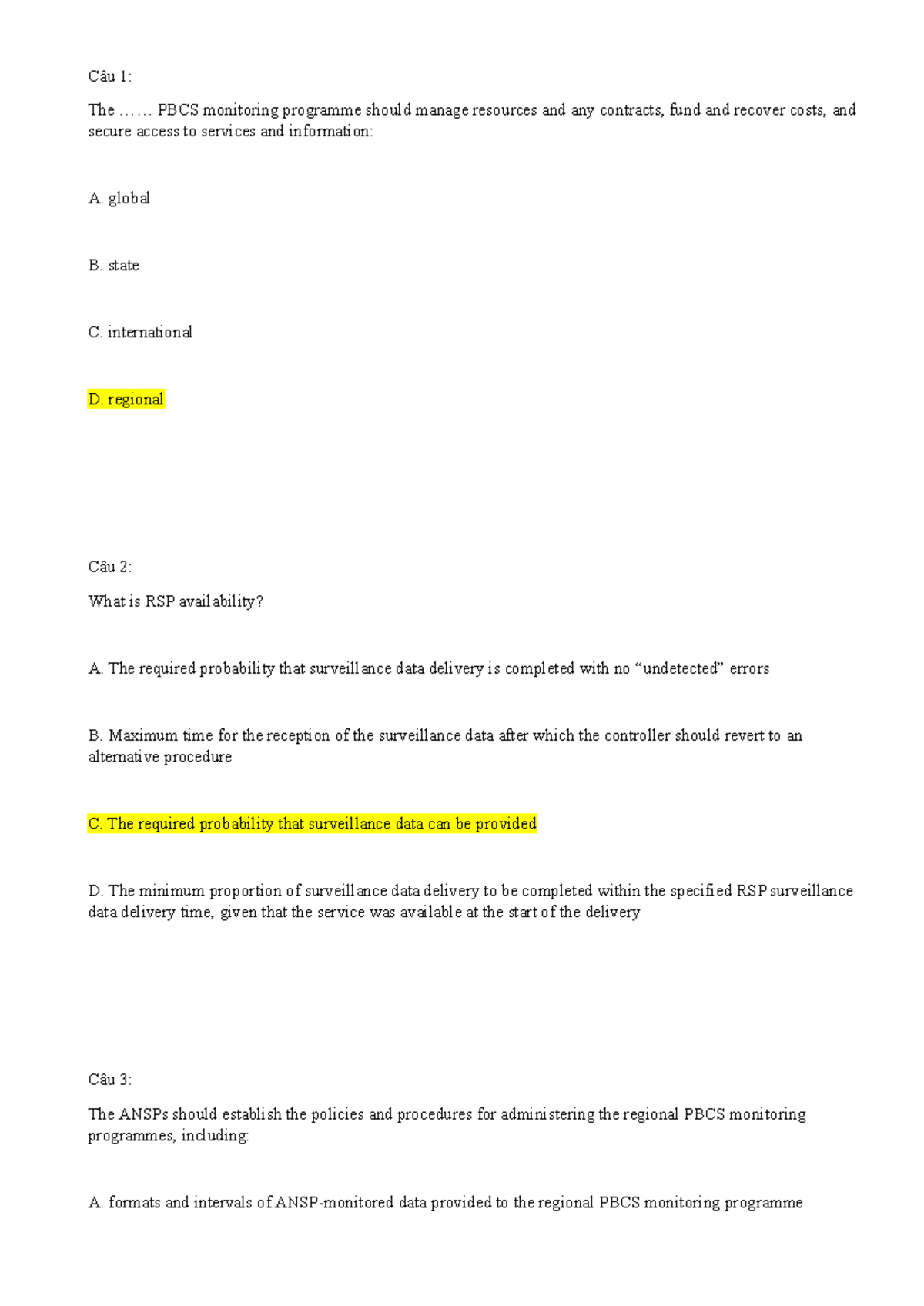 Key Đề 1: PBCS Monitoring Programme & RSP Specifications (Course Code ...