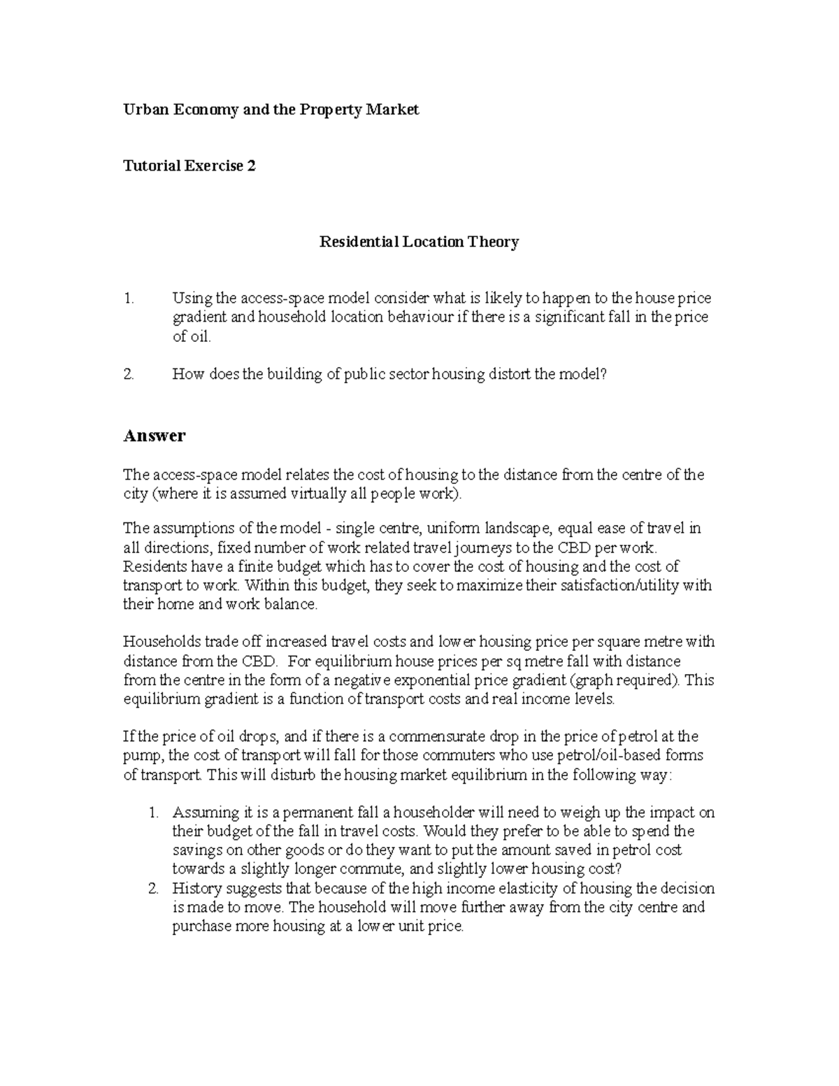 UEPM Tutorial Exercise 2: Impact of Oil Prices on Housing Market - Studocu