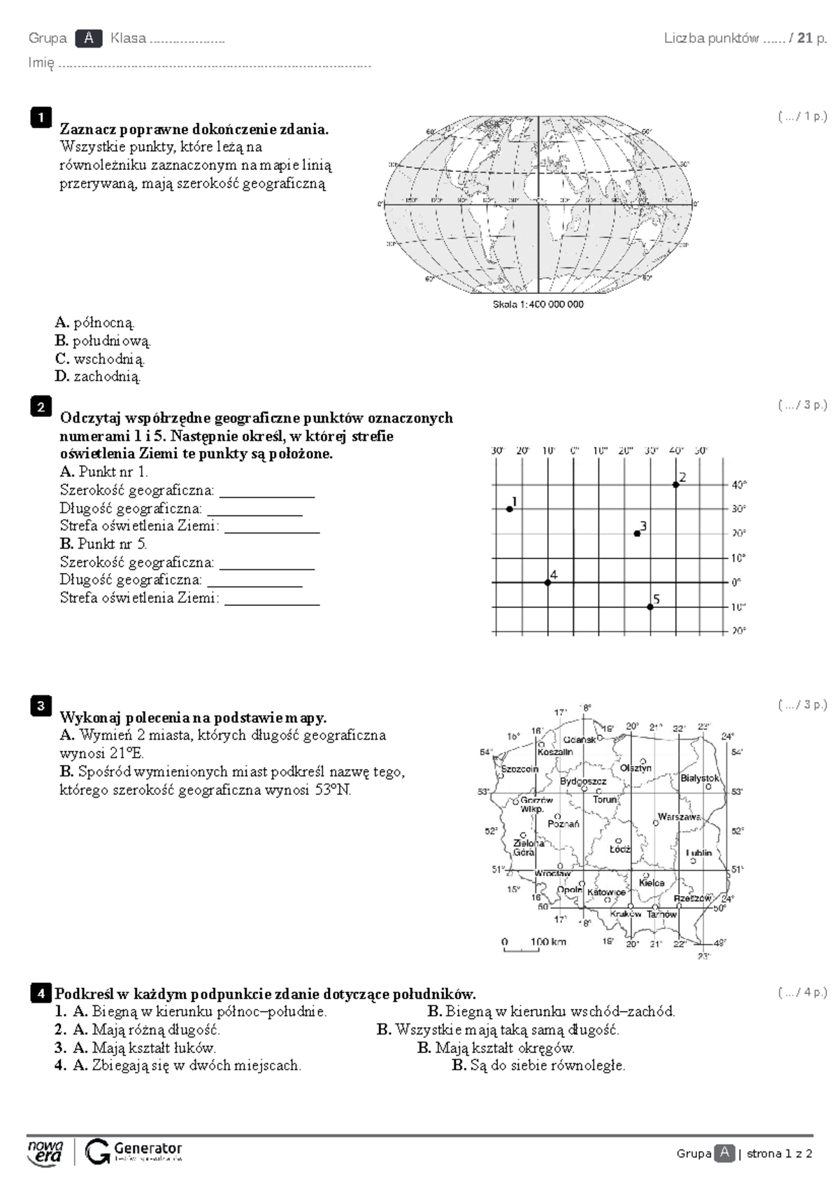 Geografia Skala Sprawdzian Klasa 7 www.studocu.com