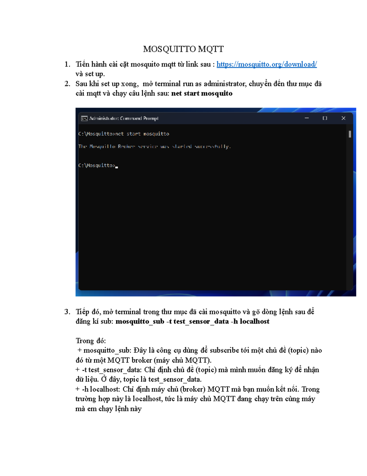 16.B21DCCN259.Mosquitto MQTT Setup and Usage Guide - Studocu