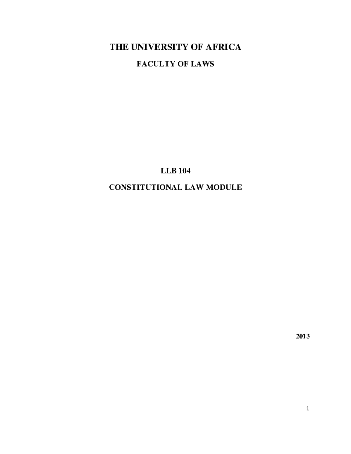 LLB 104 - Introductory Notes on Constitutional Law and Governance - Studocu