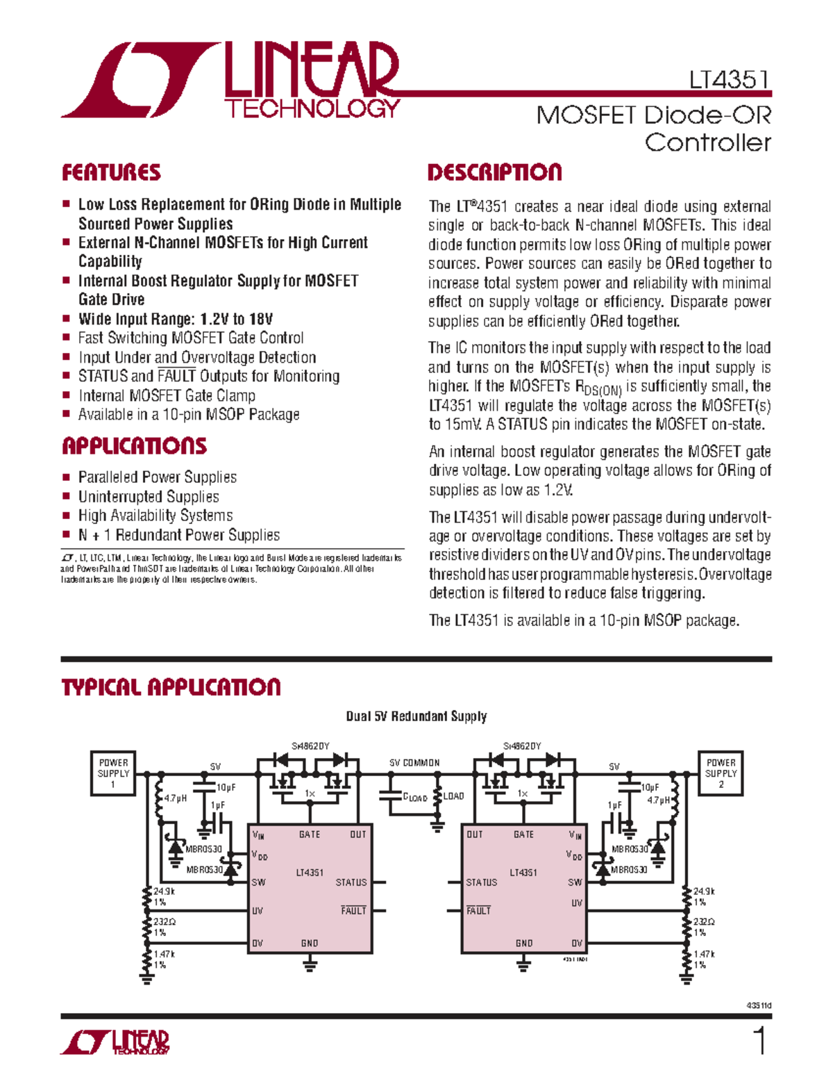 LT4351 MOSFET Controller Overview and Applications Guide - Studocu
