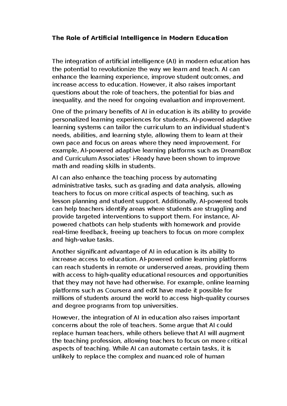 The Role of Artificial Intelligence in Modern Education - AI can ...