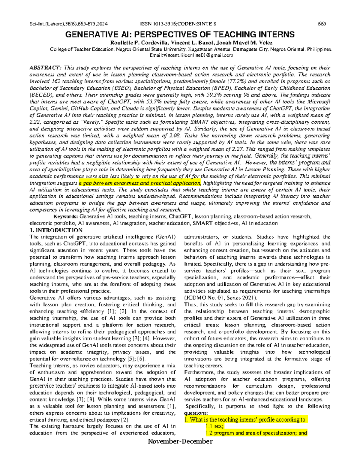 Generative AI in Teacher Education: Perspectives of Teaching Interns ...