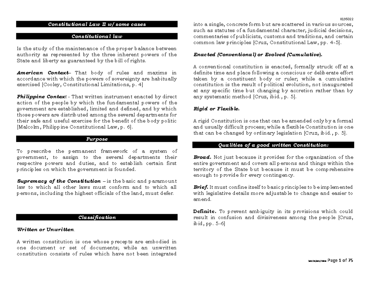 Constitutional Law II: Key Concepts and Principles Study Guide - Studocu