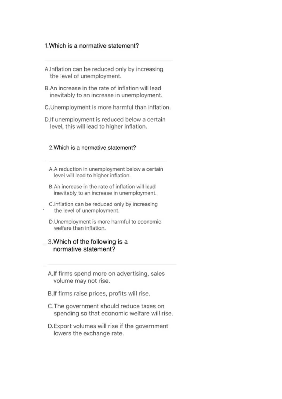 0102 Normative vs Positive Statements: Key Examples and Analysis - Studocu
