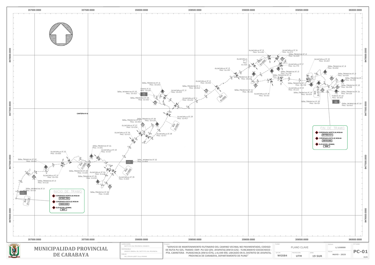 Plano Clave PU-522: Señales Preventivas y Alcantarillas - Document Preview