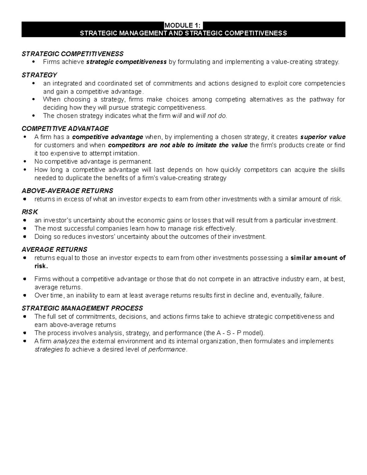 Strategic Management Review: Key Concepts and Competitive Insights ...